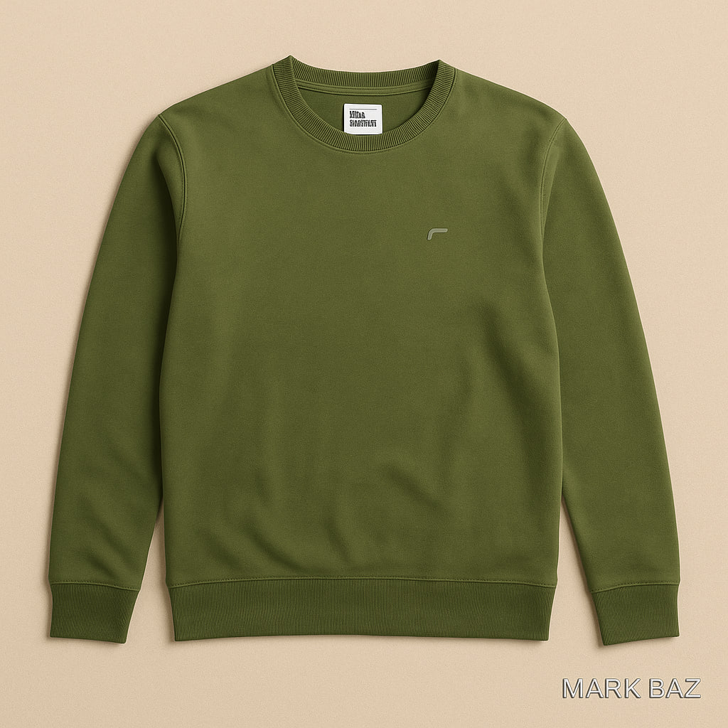 دورس سبز زیتونی مردانه FAME FOREVER مدل Essential Sweatshirt اورجینال ساخت بنگلادش