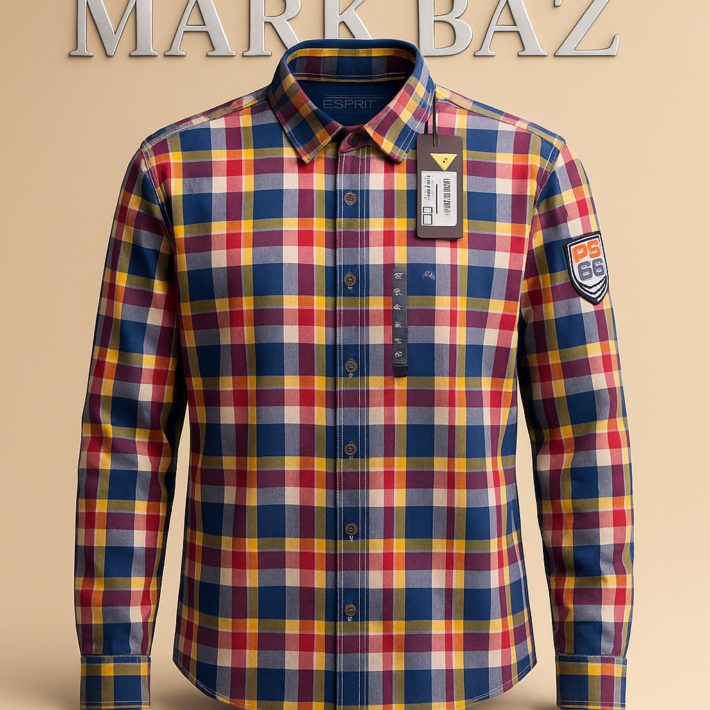 پیراهن چهارخانه نخی اورجینال مردانه Esprit | آکبند با اتیکت فروشگاهی، دوخت بی‌نظیر و کیفیت تضمینی
