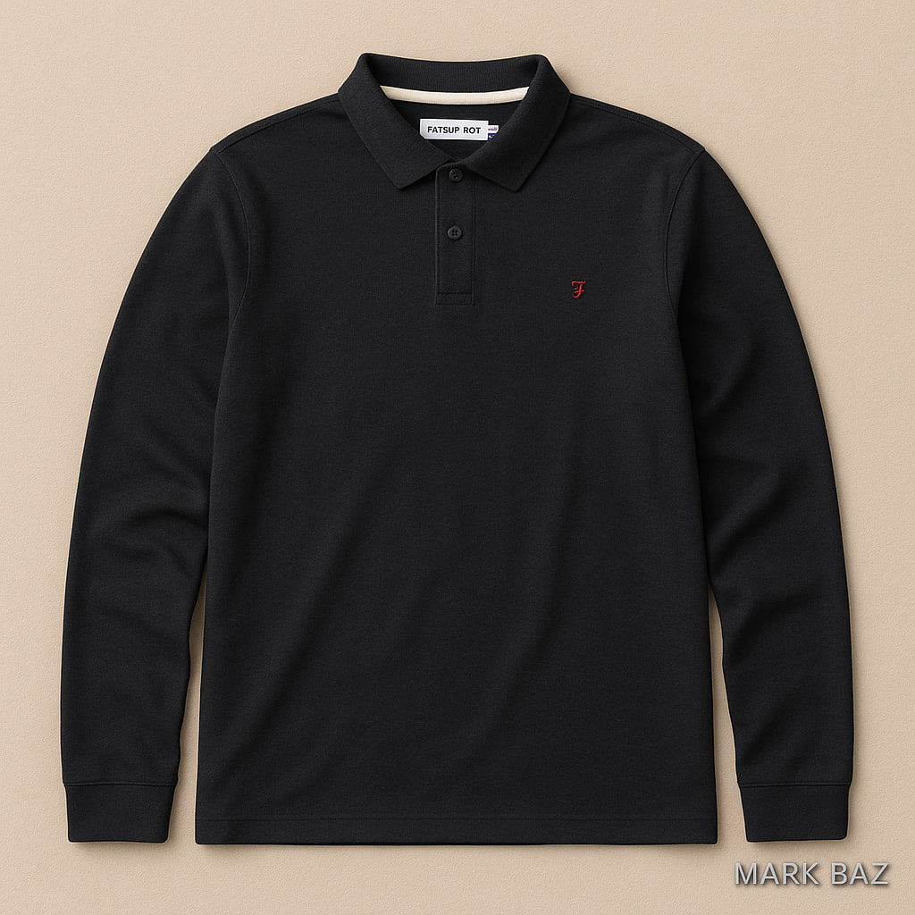 پولوشرت آستین‌بلند مشکی مردانه FARAH 1920 – استایل کلاسیک انگلیسی با کیفیت اورجینال
