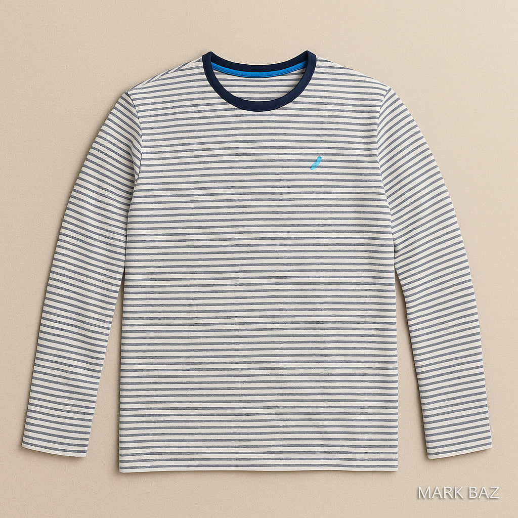 تیشرت آستین‌بلند مردانه F&F نخی راه‌راه اصل ساخت بنگلادش