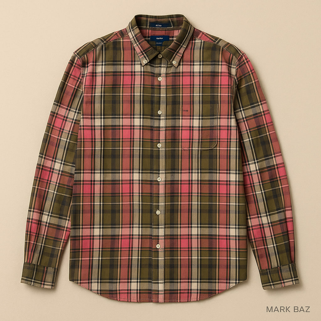 پیراهن چهارخانه مردانه GANT اورجینال – سایز XL | طرح کلاسیک آمریکایی با دوخت سوئدی