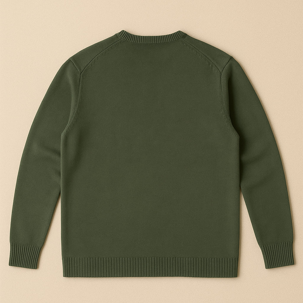 پلیور نخی مردانه ناتیکا سبز زیتونی مدل یقه V سایز L (استوک اورجینال اروپا)