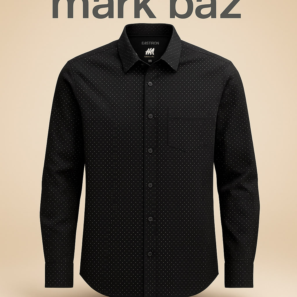 خرید پیراهن مردانه H&M مشکی خال‌خال سایز S آستین بلند | اورجینال، Slim Fit، نخی خنک و در حد آکبند