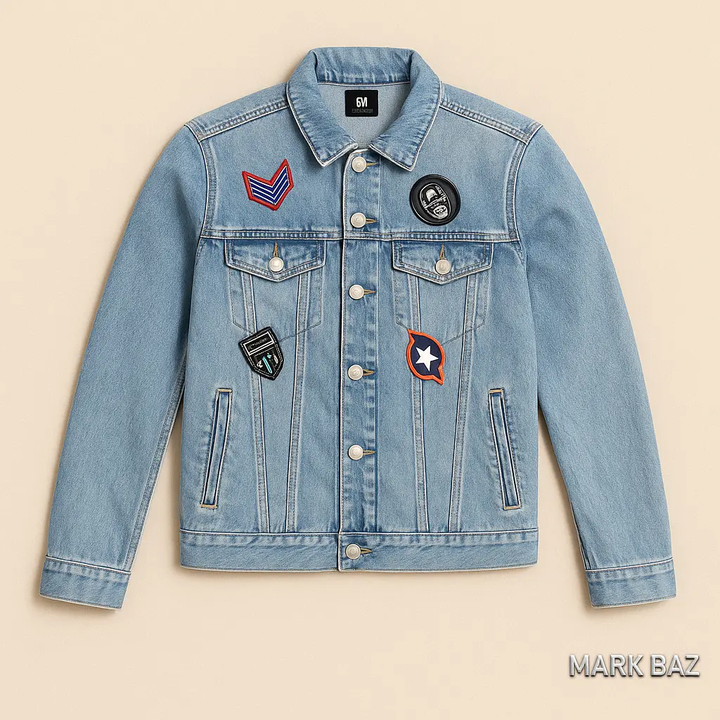 کت جین H&M &DENIM با پچ‌های استریت‌ویر (زنانه سایز 34)