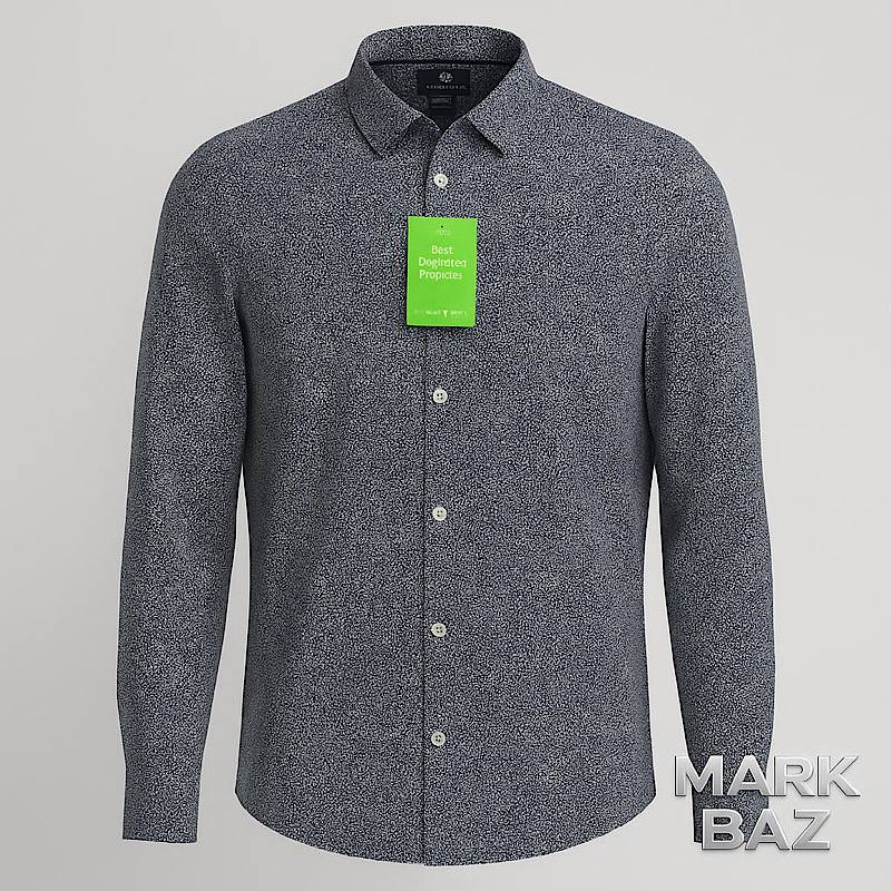 خرید پیراهن مردانه اچ اند ام H&M اورجینال آستین بلند ریزگل آبی – 100% کتان ساخت ترکیه