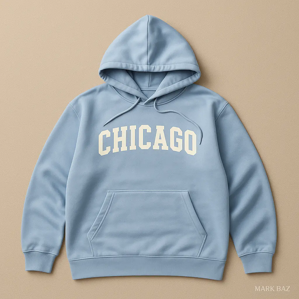 هودی آبی CHICAGO برند Shein اورجینال – سبک اسپرت و دانشگاهی ساخت چین