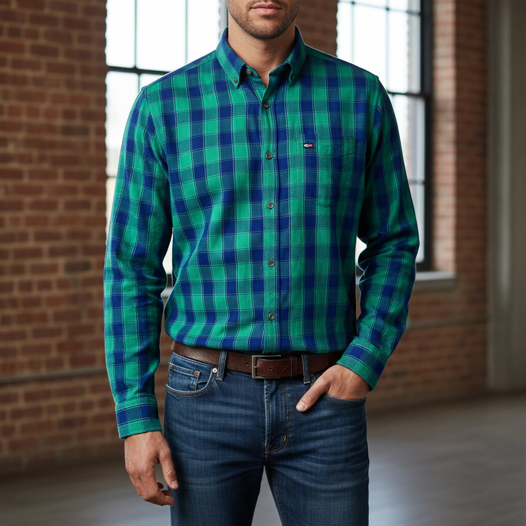 پیراهن کتان چهارخانه مردانه ARROW اورجینال آمرکایی | استوک مارک باز