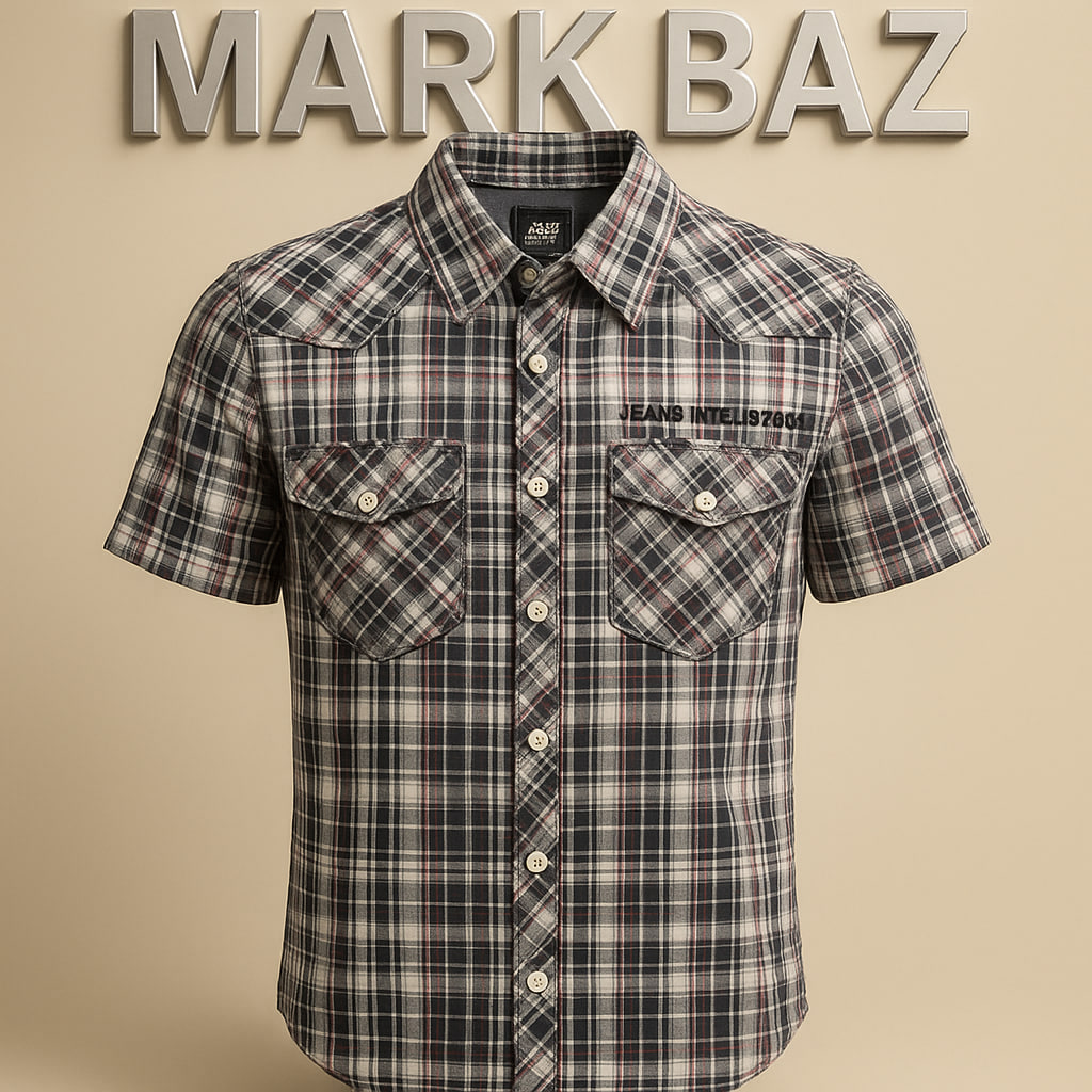 پیراهن چهارخانه مردانه اورجینال Jack & Jones دانمارک – آستین کوتاه نخی سایز مدیوم