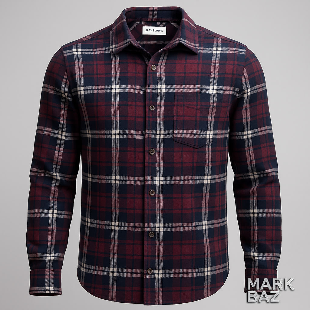خرید پیراهن فلانل چهارخانه مردانه جک اند جونز اورجینال سایز L | استوک مارک باز