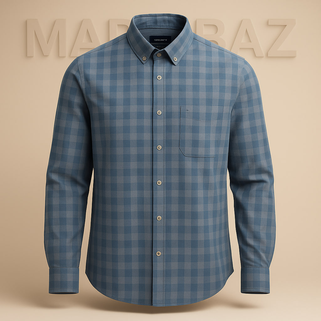 "پیراهن مردانه چهارخانه آبی شطرنجی LC Waikiki اصل ترکیه | 100% کتان خالص، کیفیت سوپرکرم و ضمانت اورجینال بودن"
