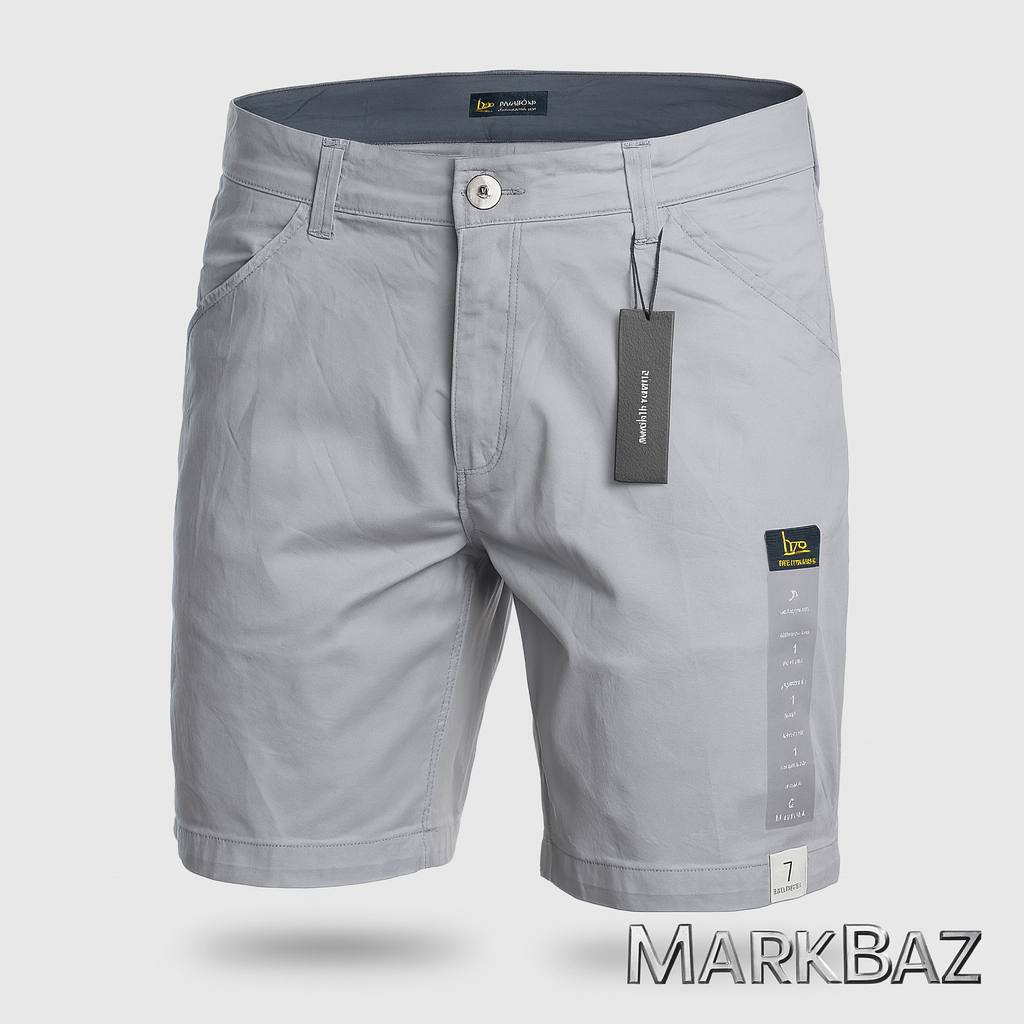 "شلوارک مردانه کتان Lee اورجینال – ساخت بنگلادش، رنگ خاکستری روشن با ضمانت آکبند بودن"