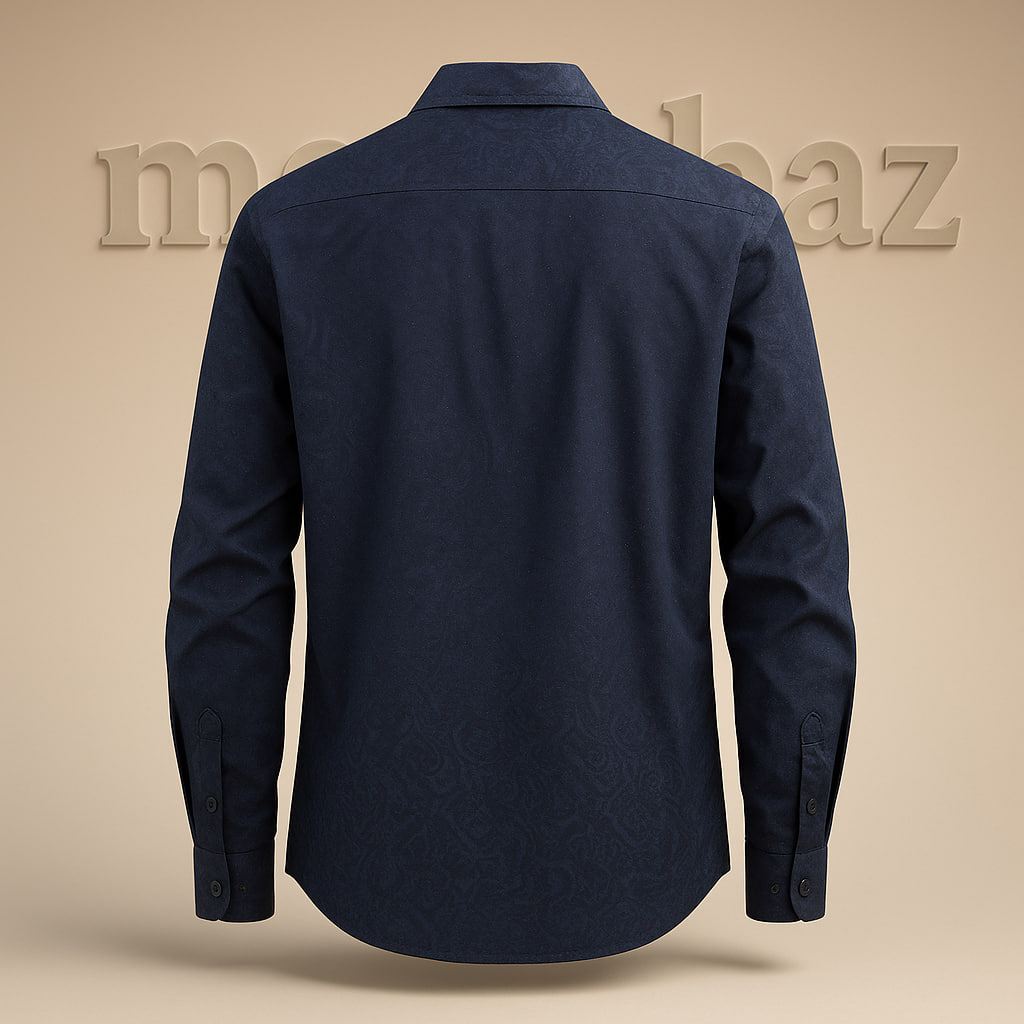 پیراهن مردانه اورجینال Van Heusen اسلیم فیت سرمه‌ای – ساخت هند با 2 دکمه زاپاس