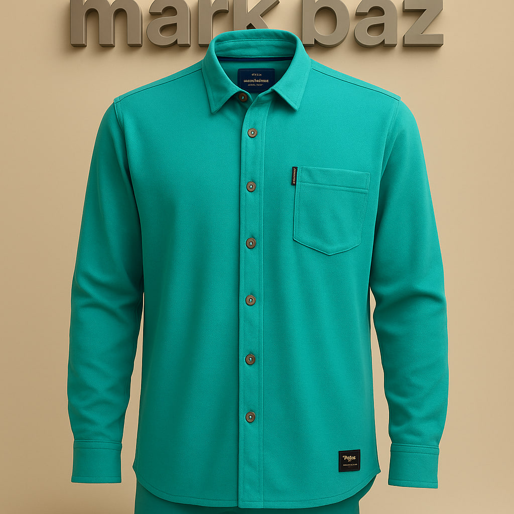 پیراهن کتان پشمی چهارفصل مردانه سبز فیروزه‌ای HAMMERSMITH اورجینال برند آمریکایی | آستین بلند، پارچه 100% کتان ضخیم و مقاوم، مناسب استایل اسپرت و روزانه با ضمانت اصالت