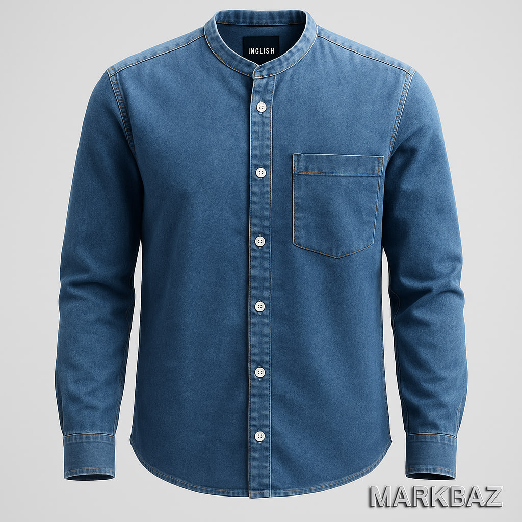 خرید پیراهن جین مردانه یقه دیپلمات ENGLISH | استایل اسپرت و روزانه