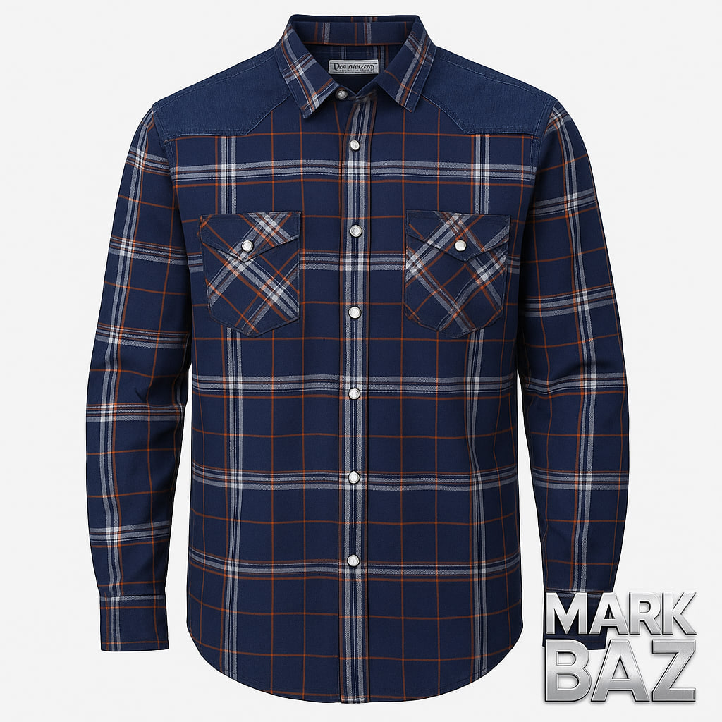 پیراهن چهارخانه مردانه مارک‌دار WindRiver | 100٪ کتان اورجینال