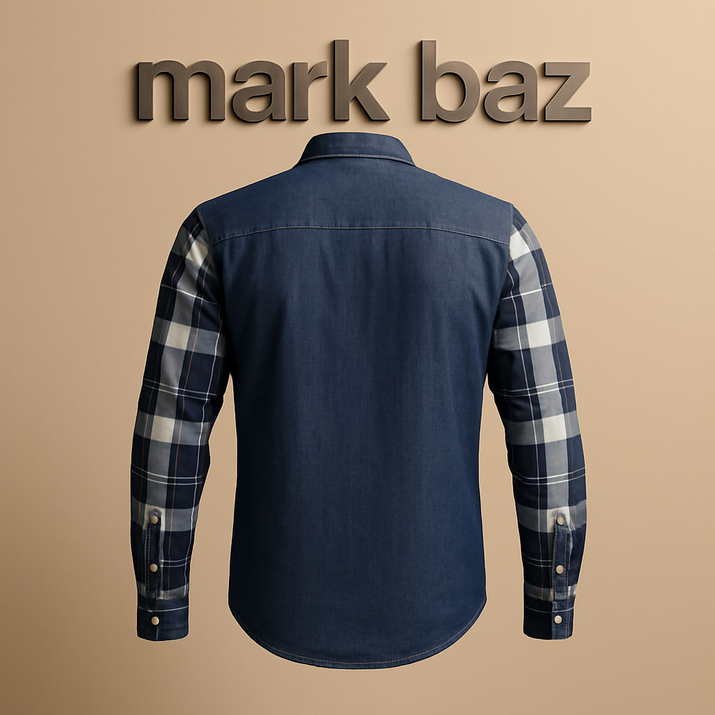 پیراهن لی کوپر (Lee Cooper )مردانه | چهارخانه سرمه‌ای | ترکیب جین و کتان اصل (ساخت عربستان)