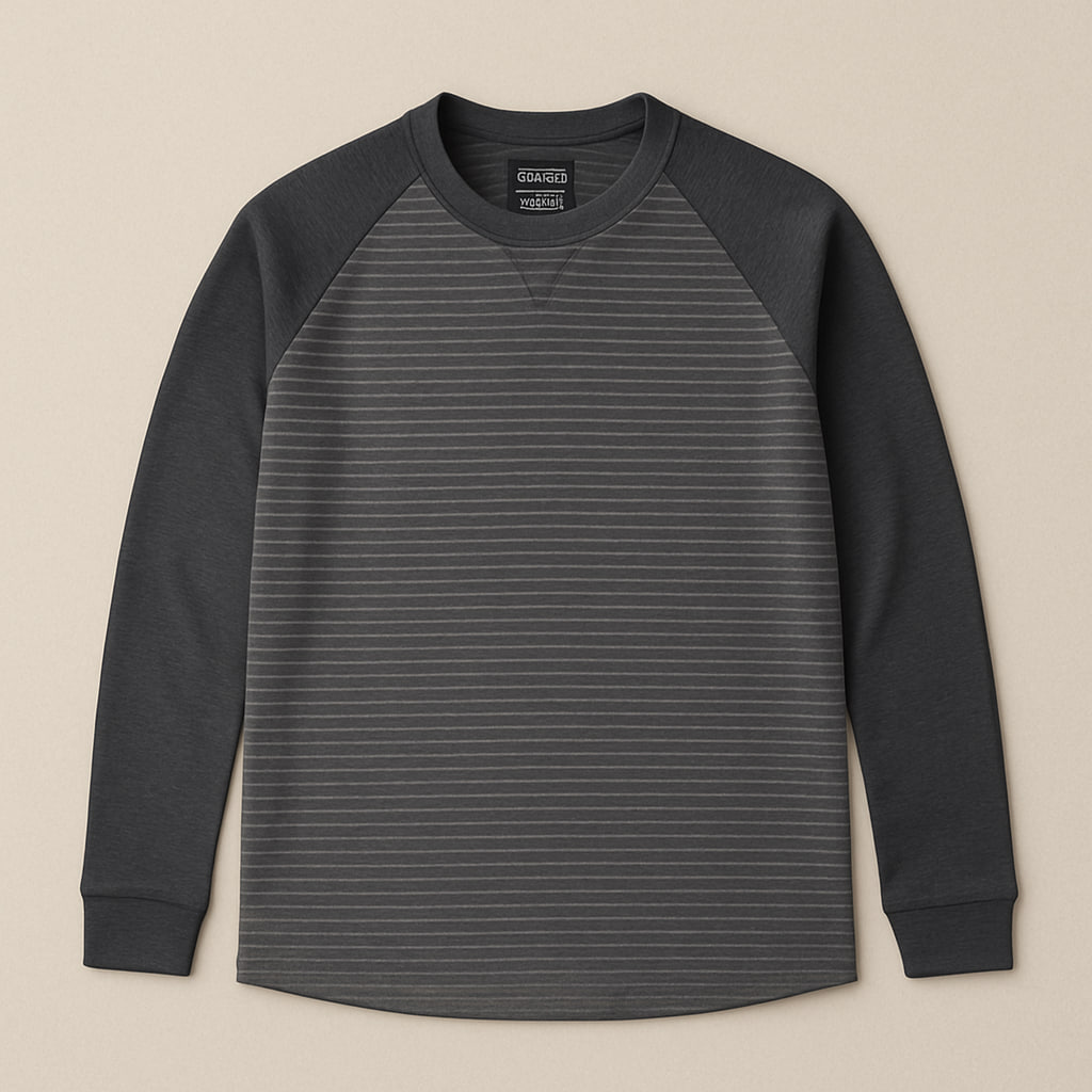 تی‌شرت آستین‌بلند مردانه Mountain Warehouse مدل ISOCool خاکستری طرح راه‌راه | سبک، تنفس‌پذیر و سریع‌خشک