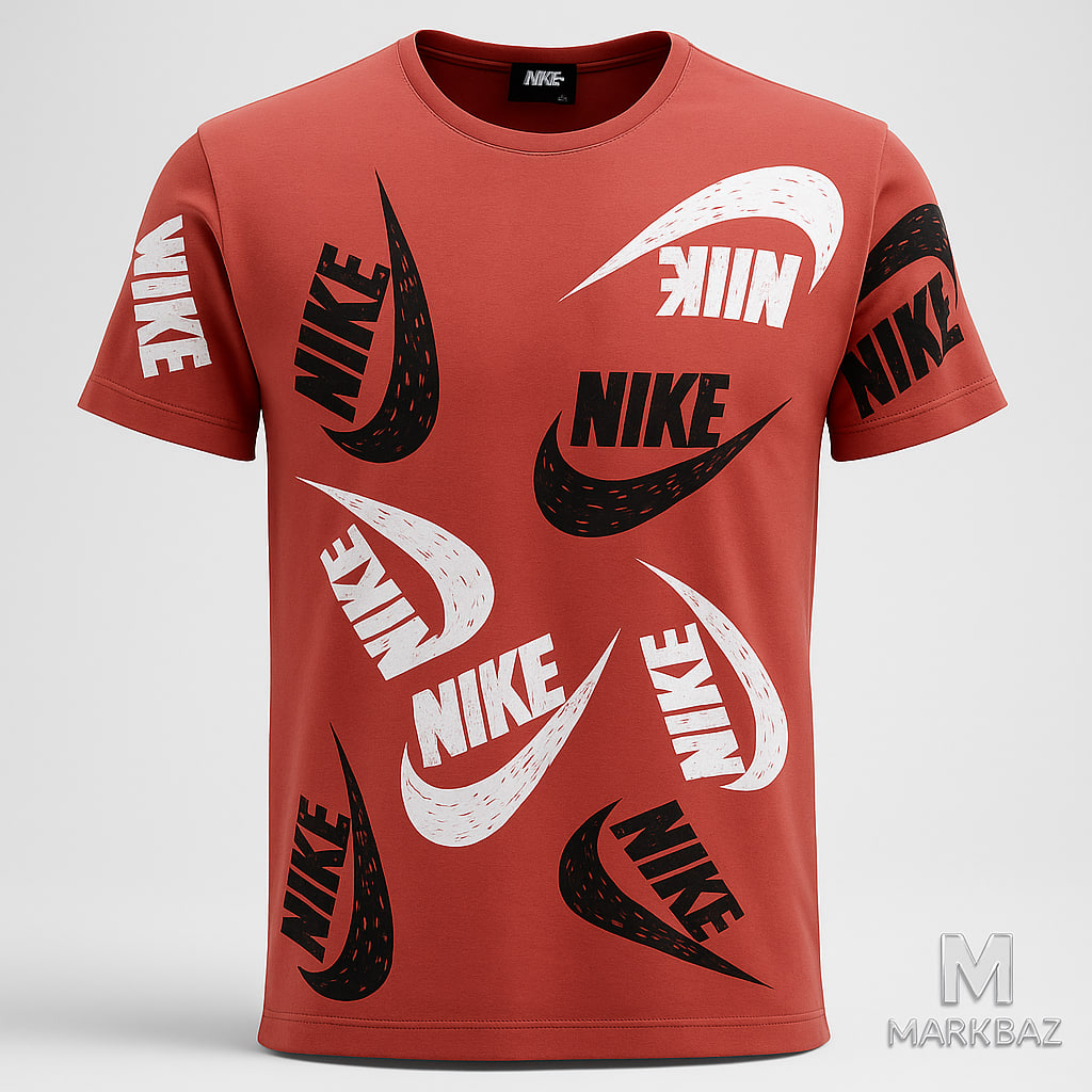 خرید تی‌شرت نایک(های کپی) مردانه رنگ آجری | ساخت ترکیه سایز لارج