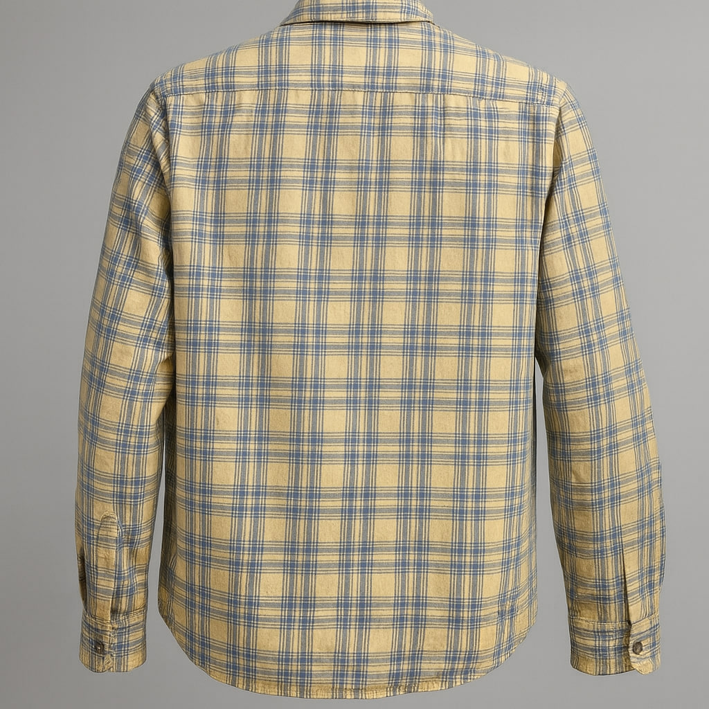 خرید پیراهن مردانه چهارخانه زرد کرمی آبی LP JEANS با ضمانت اورجینال