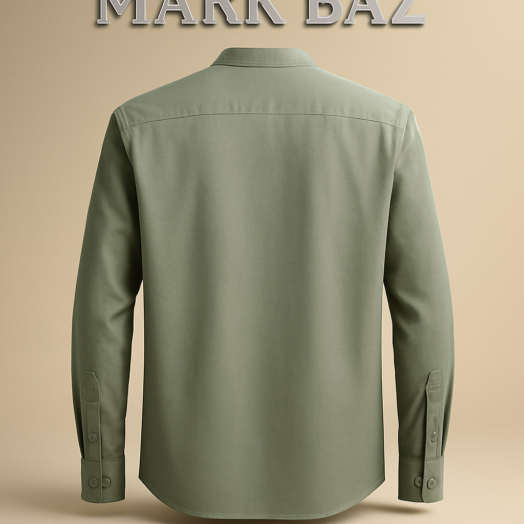 خرید پیراهن مردانه اورجینال Splash | یقه دیپلمات |  آستین بلند | کتان کبریتی ریز | زیتونی