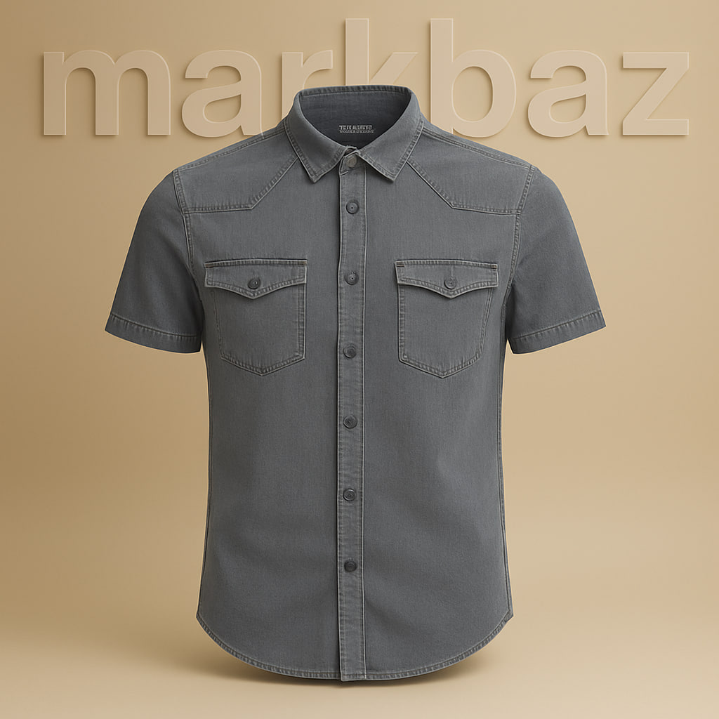 پیراهن آستین کوتاه جین (لی)دودی نوک‌مدادی مردانه Primark | اورجینال، اسپرت و اقتصادی