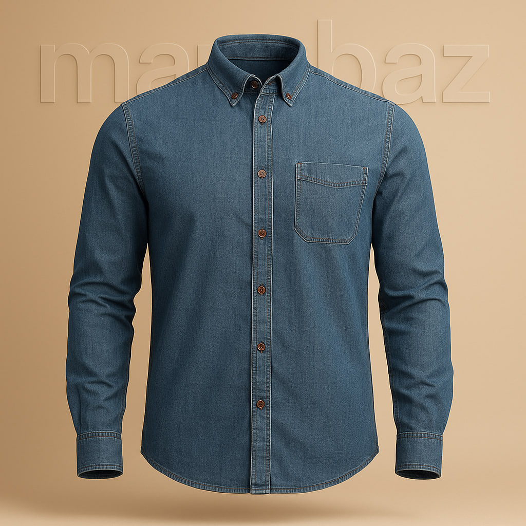 خرید پیراهن مردانه اورجینال بریتانیایی Marks & Spencer سایز 2XL – نخی 100٪ کتان آبی نفتی