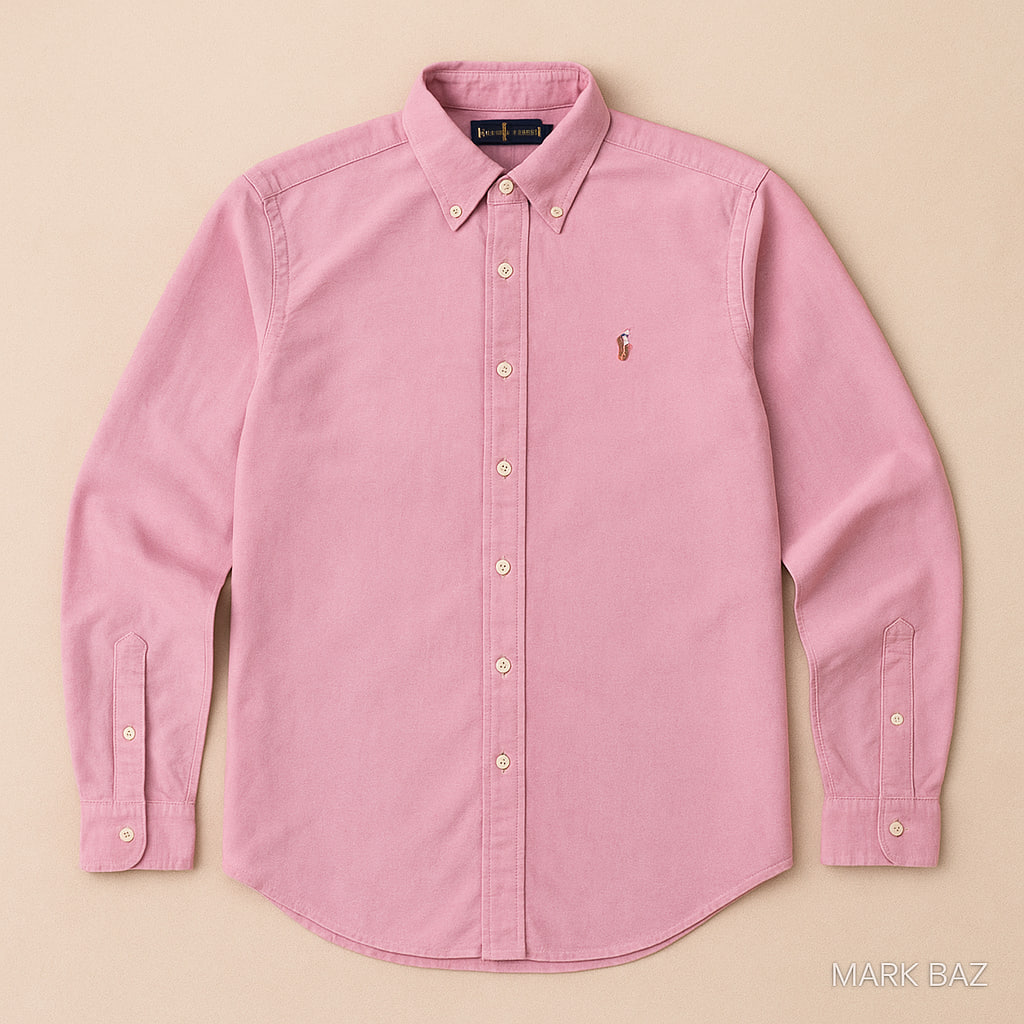 پیراهن صورتی کتان مردانه و زنانه Polo Ralph Lauren اورجینال (یونی‌سکس، سایز مدیوم)