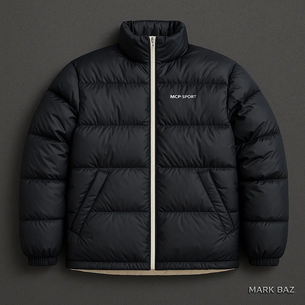 کاپشن پفی دو‌رو MCP SPORT (مشکی/کرم)؛ گرم، سبک