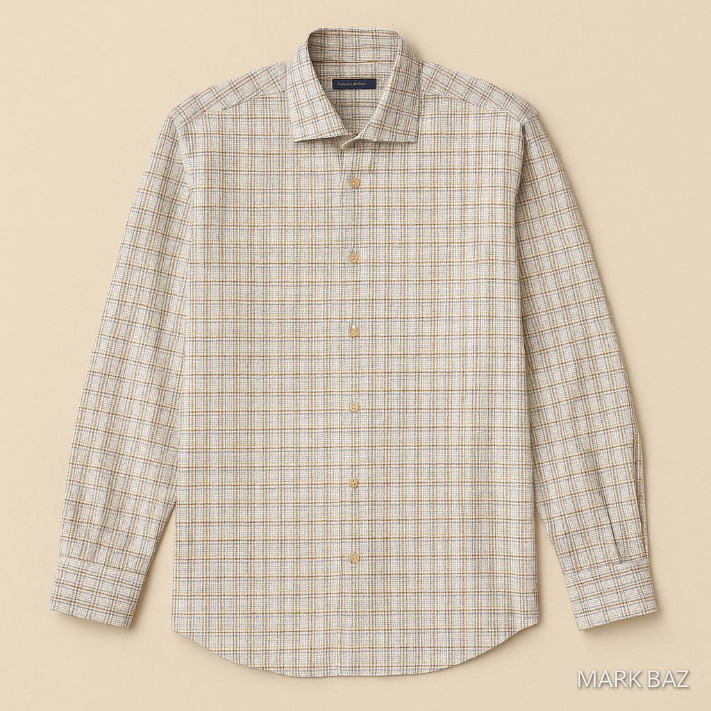 پیراهن مردانه چهارخانه کتان SPRINGFIELD اصل ساخت پرتغال سایز XL