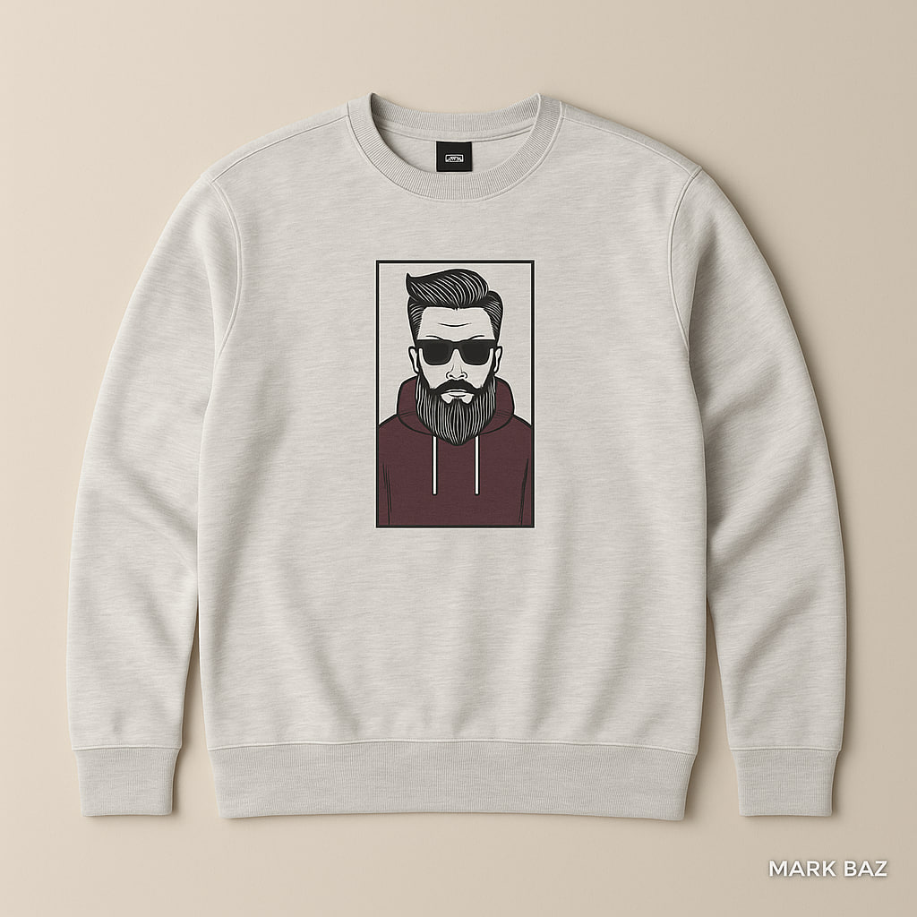 سوییشرت مردانه طوسی طرح Beard برند R&G اورجینال ساخت بنگلادش