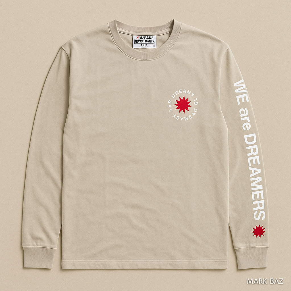 خرید بلوز اورجینال زارا ZARA MAN طرح WE ARE DREAMERS رنگ بژ – سایز XL