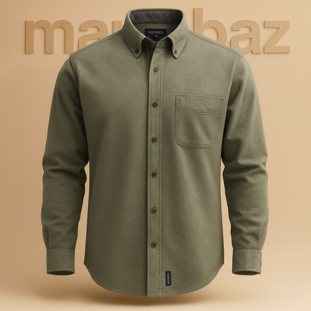 خرید پیراهن مردانه اورجینال وولریچ (WOOLRICH) پشمی سبز زیتونی – ساخت بلغارستان، سایز XL