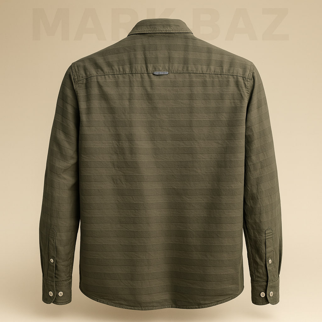 خرید پیراهن کتان نخی سبز زیتونی مردانه GIETAME اصل اروپایی – در حد آکبند با ضمانت اورجینال