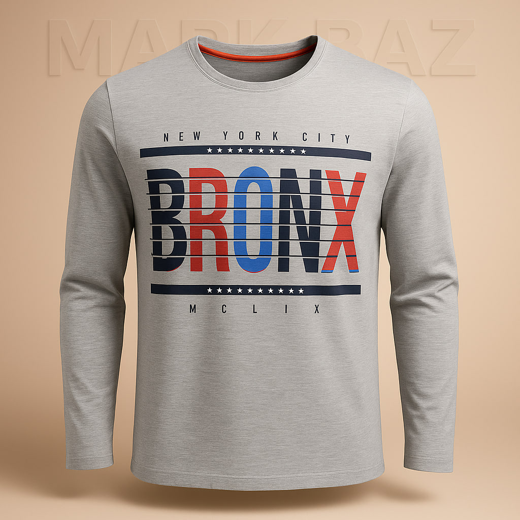 "تیشرت آستین بلند مردانه Bronx برند Primark طوسی ملایم – اورجینال، آکبند (سوپر کرم) با ضمانت اصالت و قیمت استثنایی در استوک مارک باز"